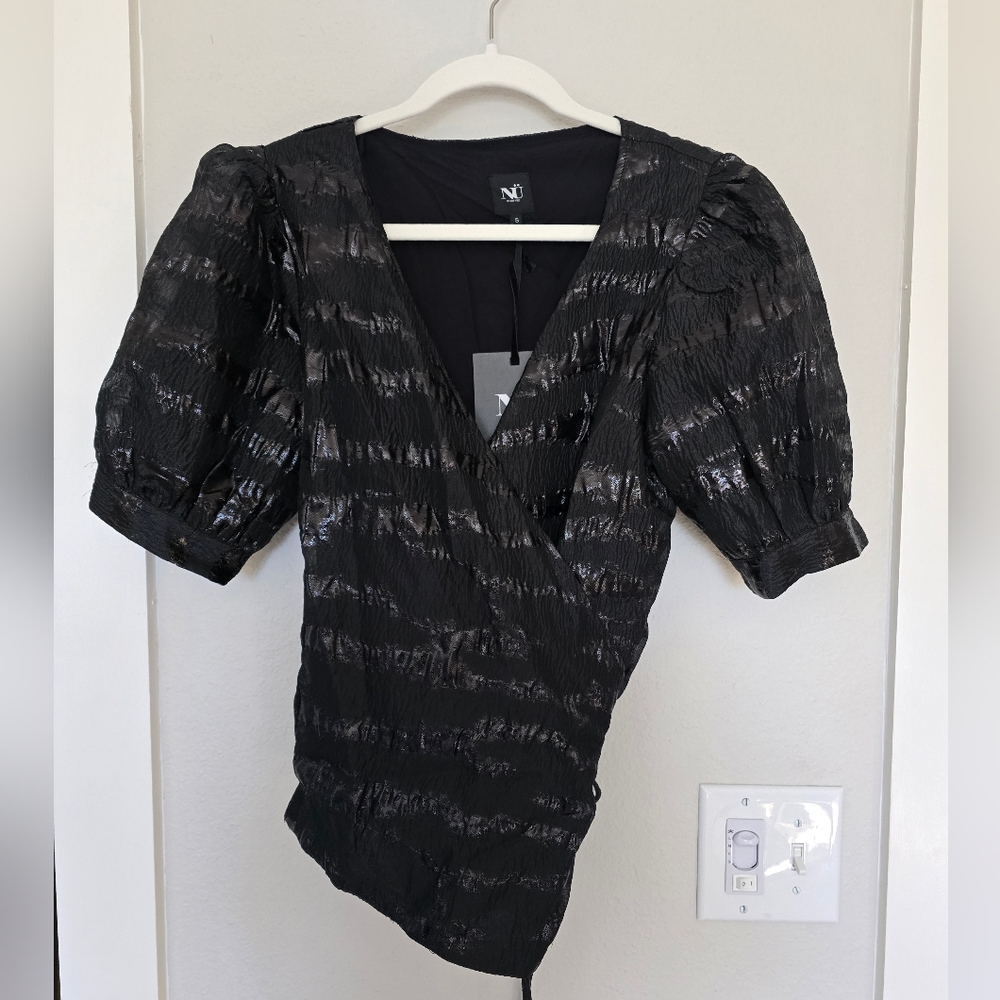 Elegant Black Puff Sleeve Top